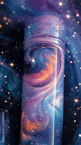 Galactic Swirl Pattern on a Cylindrical Object Showcasing Vibrant Colors and ...