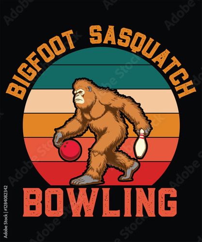 Bigfoot sasquatch bowling1 graphic design