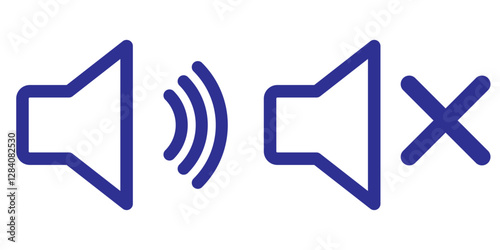Volume on and off icon set