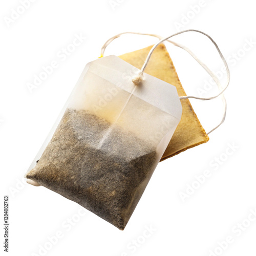 Tea bag packet isolated on transparent background  
