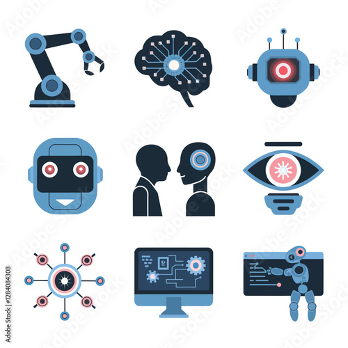 vector Artificial Intelligence model Robot  with ai info-graph design help in business
