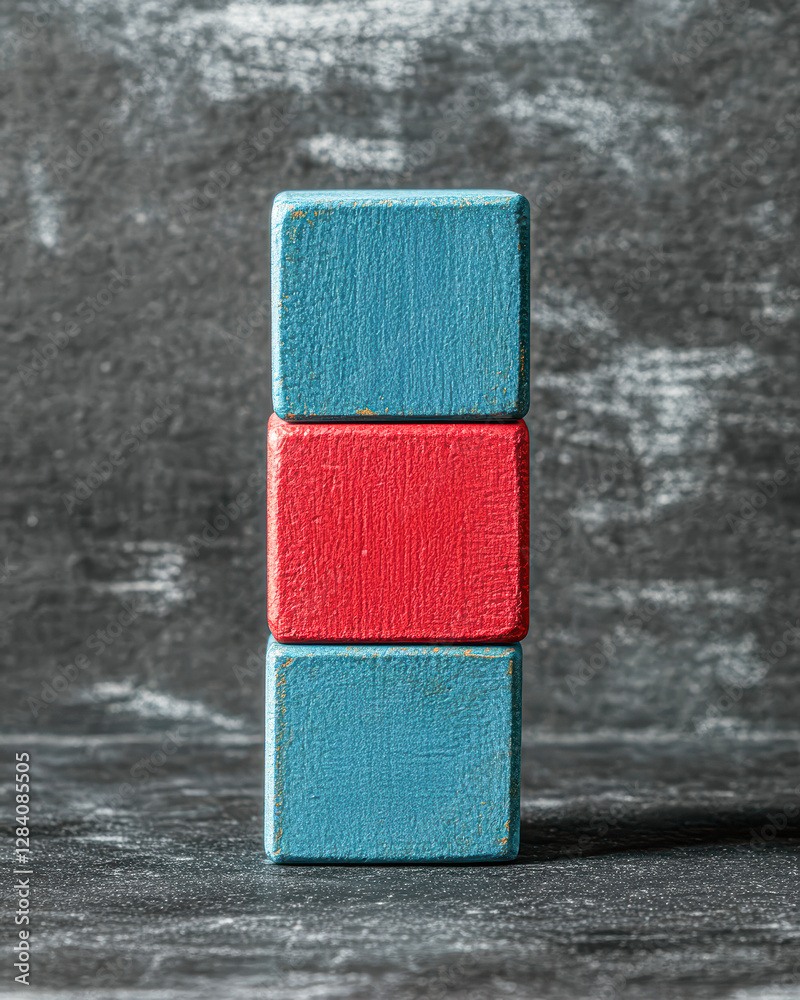 Fototapeta premium Building blocks stacked minimalist setting abstract composition close-up