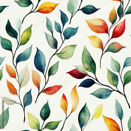 Colorful autumn leaves pattern, seamless design, nature background, fabric print