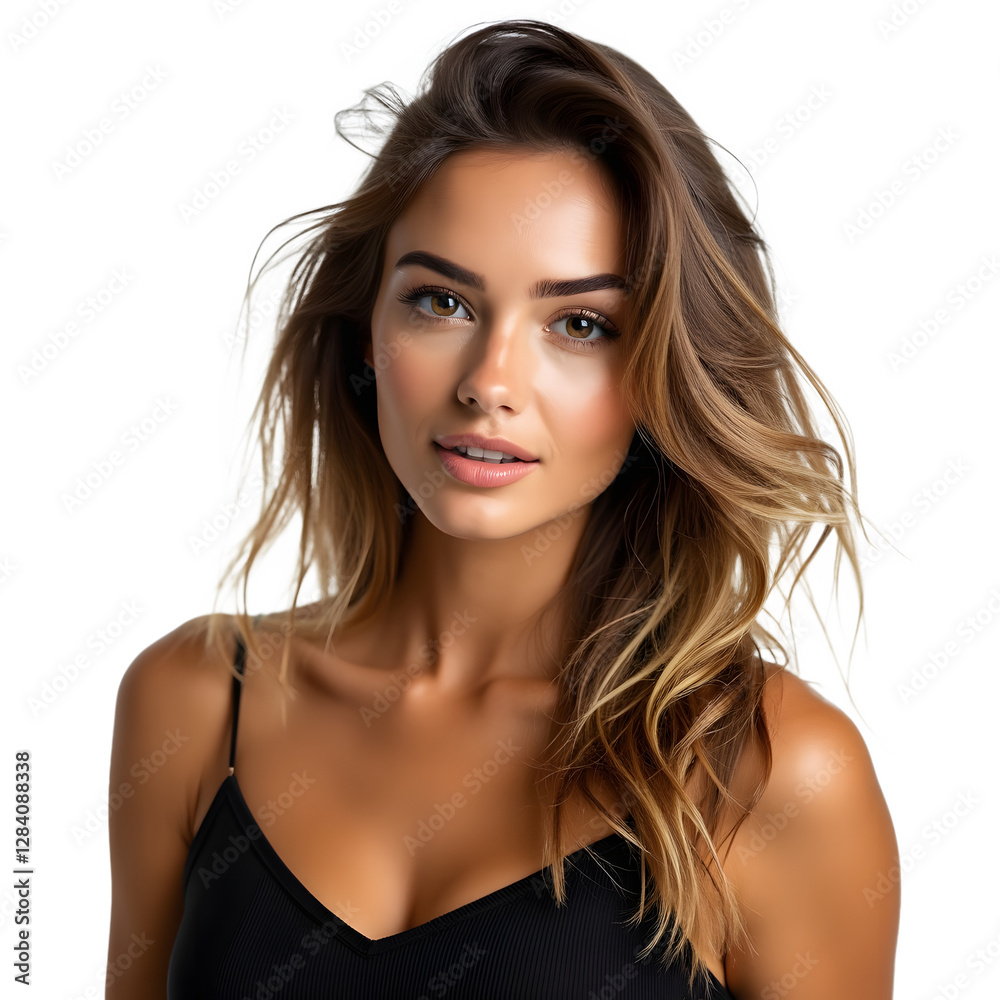 A portrait of a beautiful glamorous young woman, isolated on a transparent background. A portrait of a beautiful glamorous young woman, isolated on a transparent background.