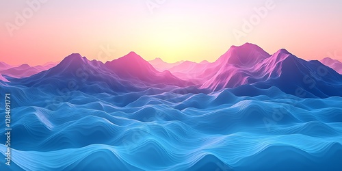 Abstract Mountains Sunset Landscape photo