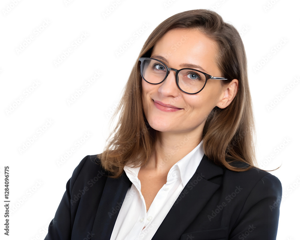 A portrait of a cheerful businesswoman, isolated on a transparent background. A portrait of a cheerful businesswoman, isolated on a transparent background.