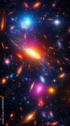 Colorful Cosmic Background Filled With Stars and Nebulae in Deep Space