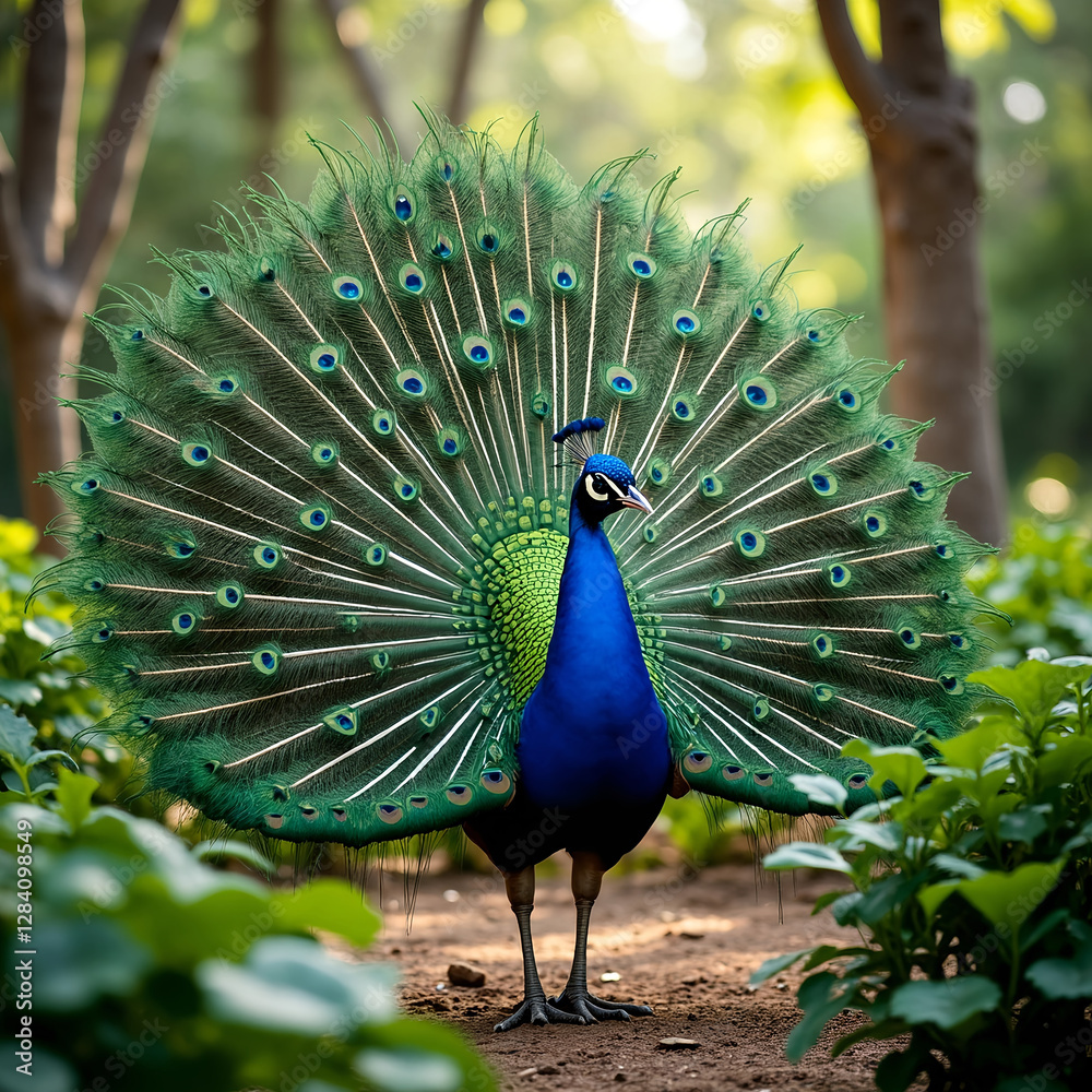 Obraz premium Peacock Displaying Its Magnificent Feathers