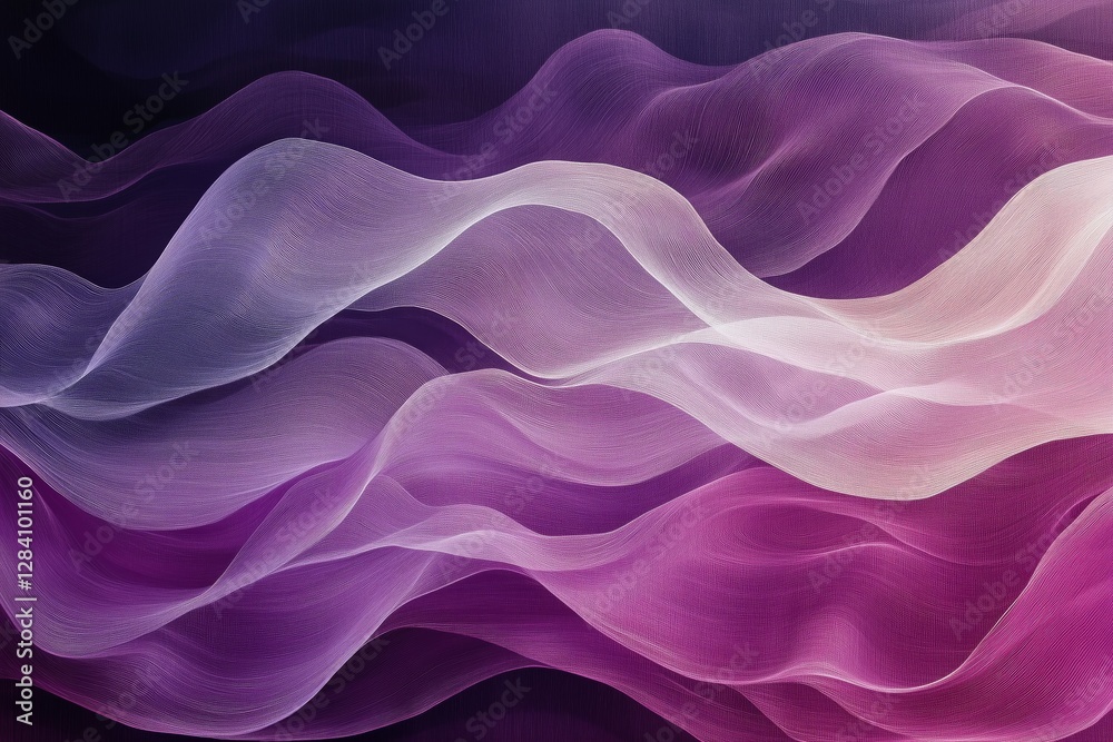 Fototapeta premium Soft Purple Waves of Fabric Create an Elegant Texture in a Serene Composition