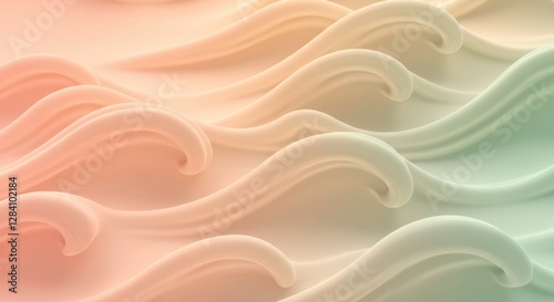 Fototapeta Naklejka Na Ścianę i Meble -  Pastel Peach Mint Gelato Waves wallpaper 3D Realistic 3D art