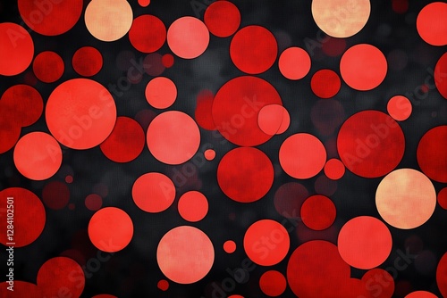 Abstract Red and Black Circular Patterns on a Textured Surface in a Modern De...