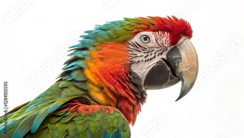 Diademend amazon macaw parrot isolated on white background