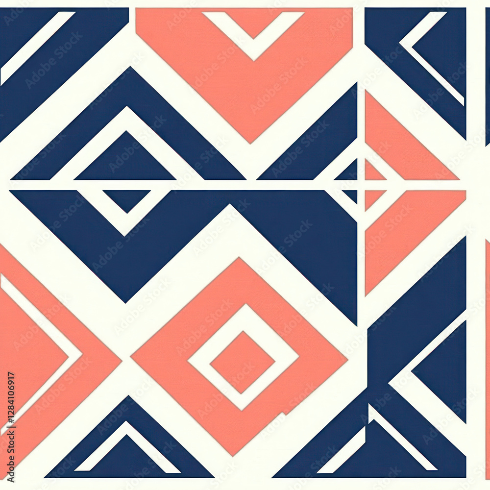 Obraz premium Geometric coral navy pattern textile design