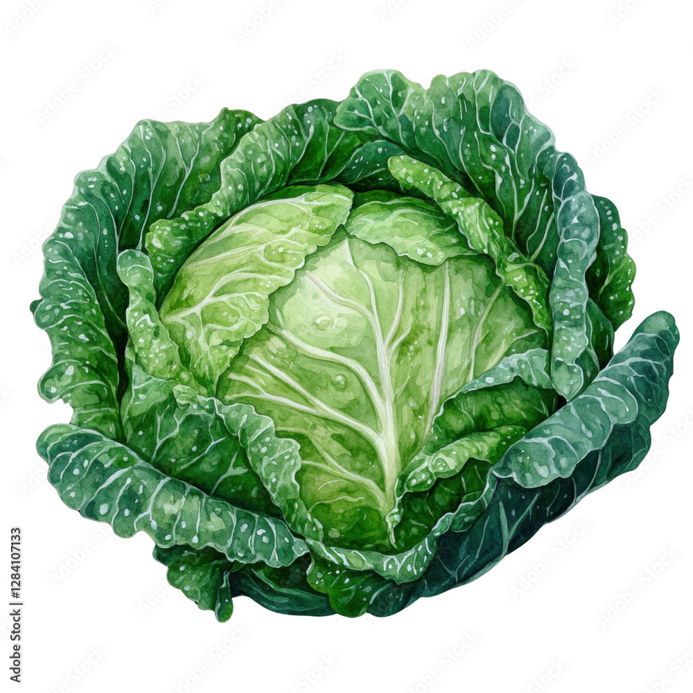 Fototapeta premium cabbage watercolor illustration isolated on white background