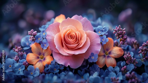 Vibrant floral arrangement nature botanical art garden close-up beauty in bloom