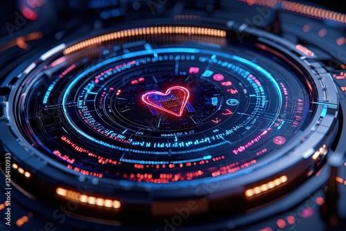 Wallpaper Mural medical diagnostic interface visualization, Futuristic Medical Interface Visualization with Heartbeat Representation in Digital Format Torontodigital.ca