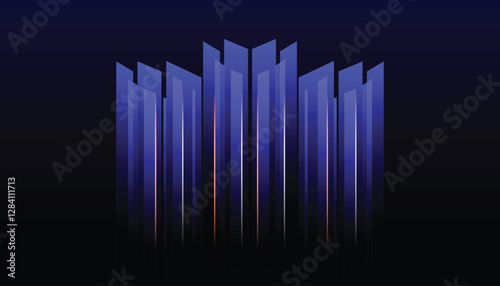 Ray neon light in the dark, neon figures, smoke. Abstract neon background. Blue, purple. geometric background. Stage laser show.