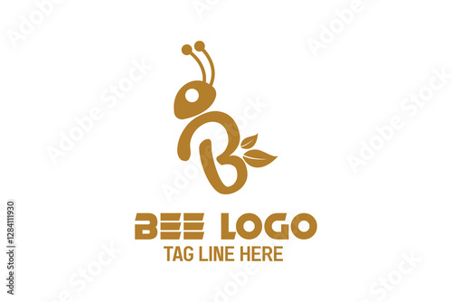 bee buzz logo design vector, letter b logo and honey bee, 

