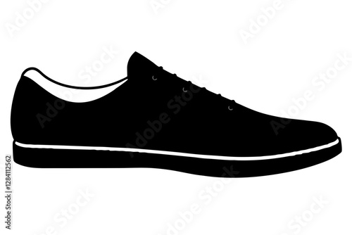 Men's canvas shoes silhouette on white background