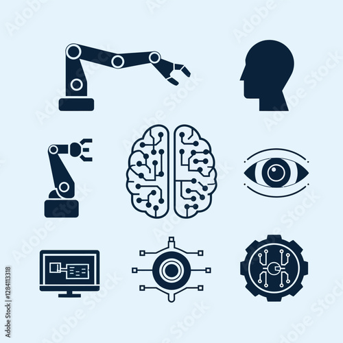 vector Artificial Intelligence model Robot  with ai info-graph design help in business
