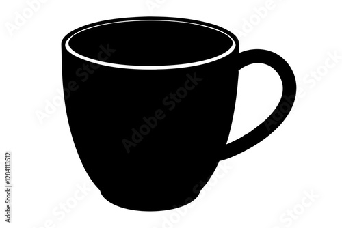 Coffee mug silhouette on white background