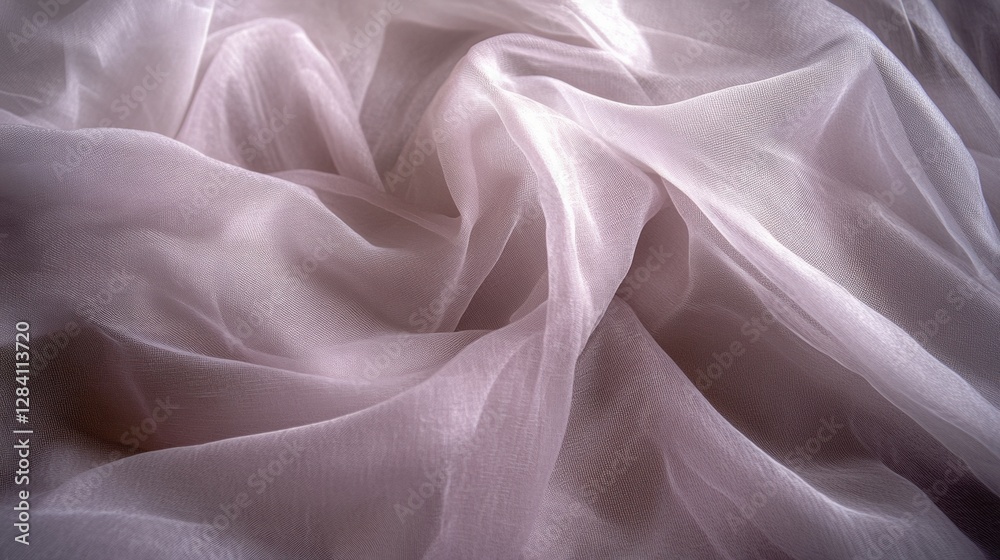 Fototapeta premium Abstract Close Up of Sheer White Draped Fabric Revealing Elegant Texture in Light