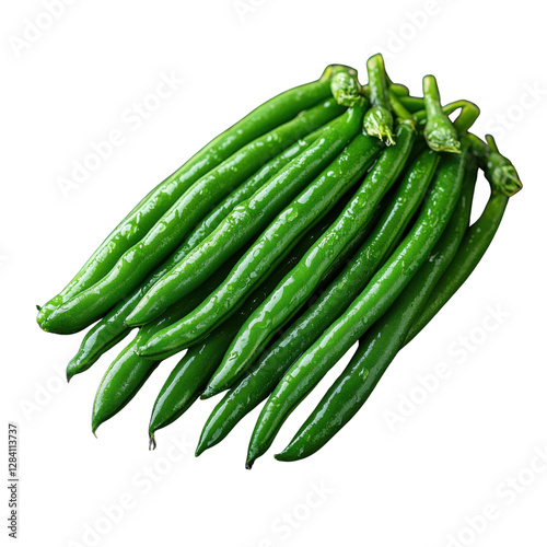 fresh green beans on white background
