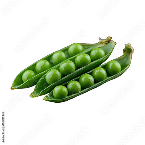 fresh green peas in pods isolated on white background