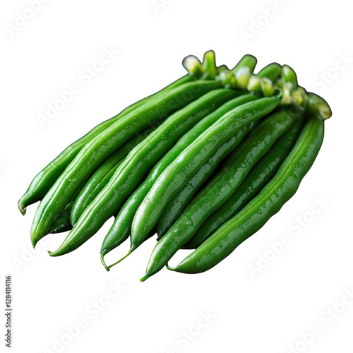 fresh green beans isolated on white background.