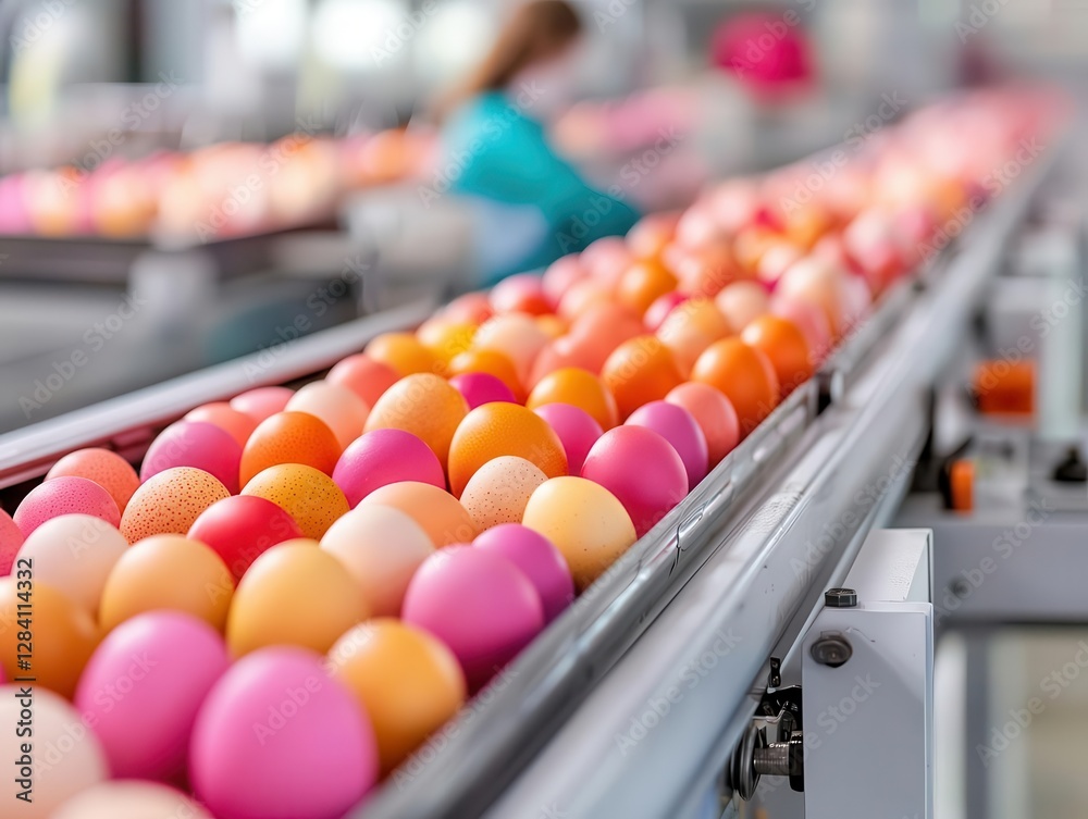Massive Easter egg sorting machine organizing eggs by size and color Massive Easter egg sorting machine organizing eggs by size and color