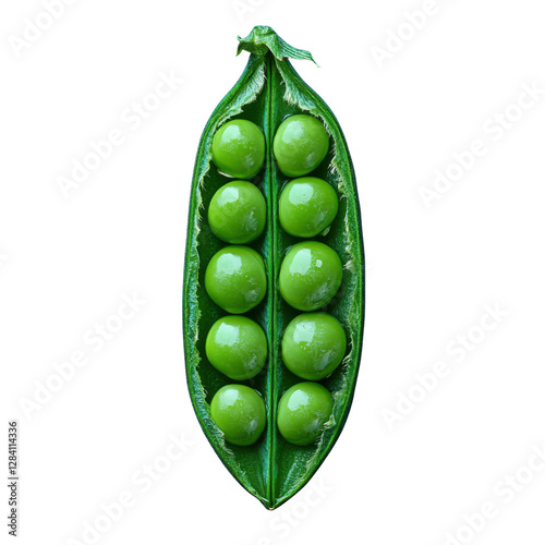fresh green peas in pod, isolated on white background