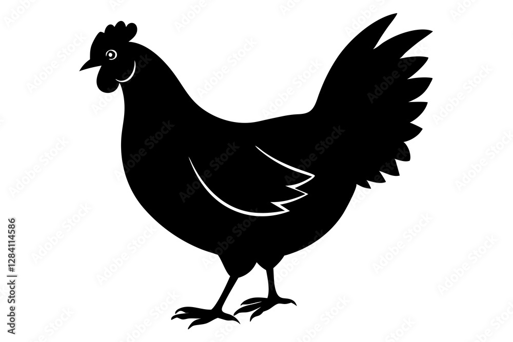 Hen vector silhouette on white background Hen vector silhouette on white background