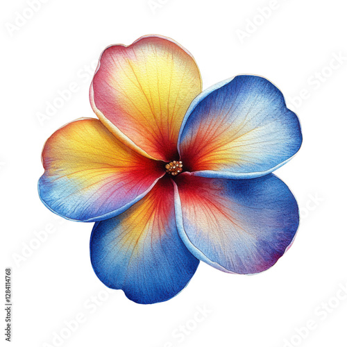 watercolor plumeria flower isolated on white background