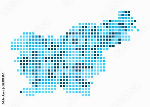 Slovenia dotted map. Digital style map of the country on white background. Slovenia shape with square dots. Colored dots style. Large size squares. Amazing vector illustration.
