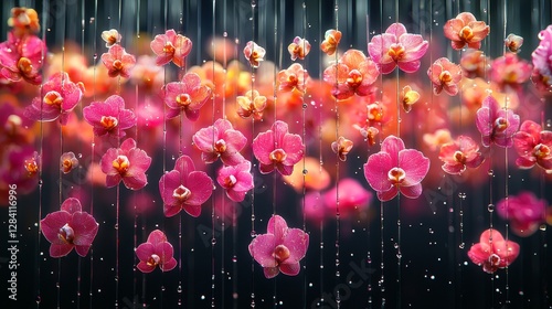 Captivating flower display indoor setup photography art vibrant colors close-up floral aesthetics