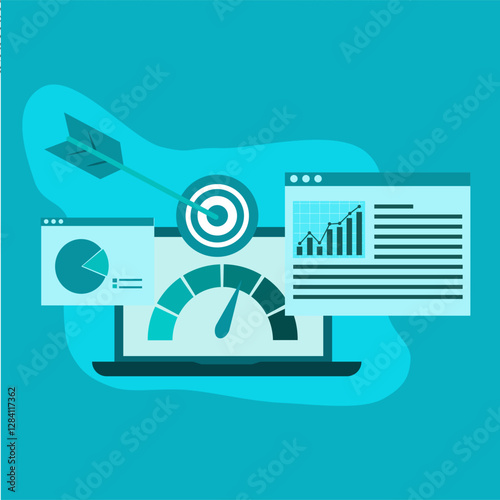 Visual data Marketing concept, and Business data, Data-based marketing illustration. EPS 1