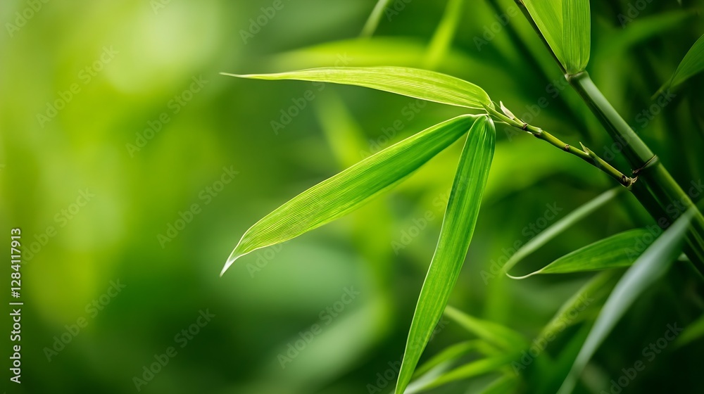 Lush Green Bamboo Leaves on a Soft Focus Background Contributing to a Serene Nature Scene : Generative AI Lush Green Bamboo Leaves on a Soft Focus Background Contributing to a Serene Nature Scene : Generative AI