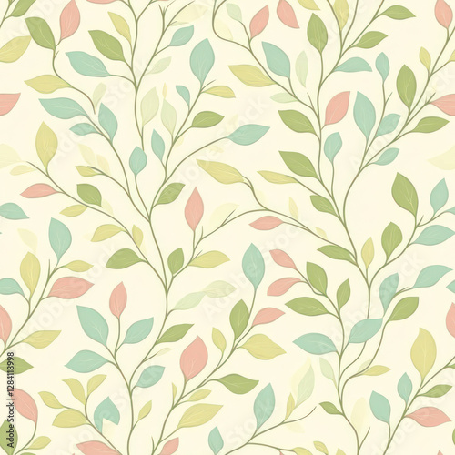 Wallpaper Mural Pastel leaves pattern, nature background, design Torontodigital.ca