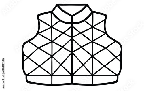 Flat unisex sleeveless jacket apparel, cad design, mock-up, template, vector, clothing, technical drawing, fashion, illustration.