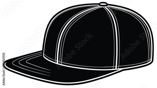 Trucker street wear black cap hat snapback templates icon fitted vector illustration 3d realistic mockup modern fashion accessories