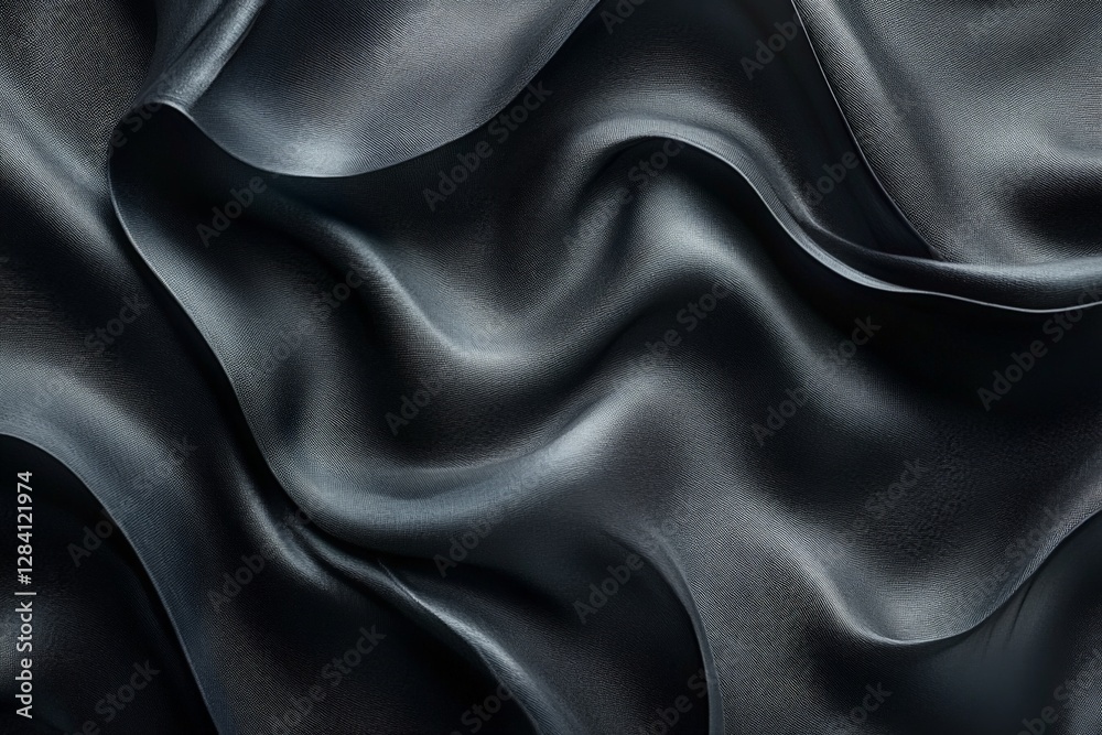 Obraz premium Elegant black fabric drapes with smooth texture and soft waves in stylish arrangement