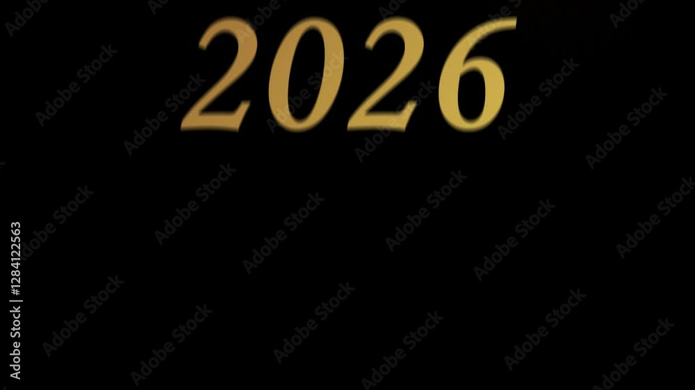 Carte de voeux animée pour souhaiter une Bonne année en français 2026 chic et simple, disparition de 2025 et apparition de 2026