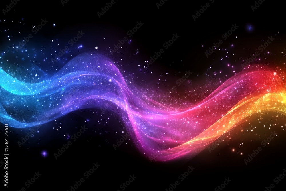 Obraz premium Colorful waves of light swirl through the dark universe creating a mesmerizing effect