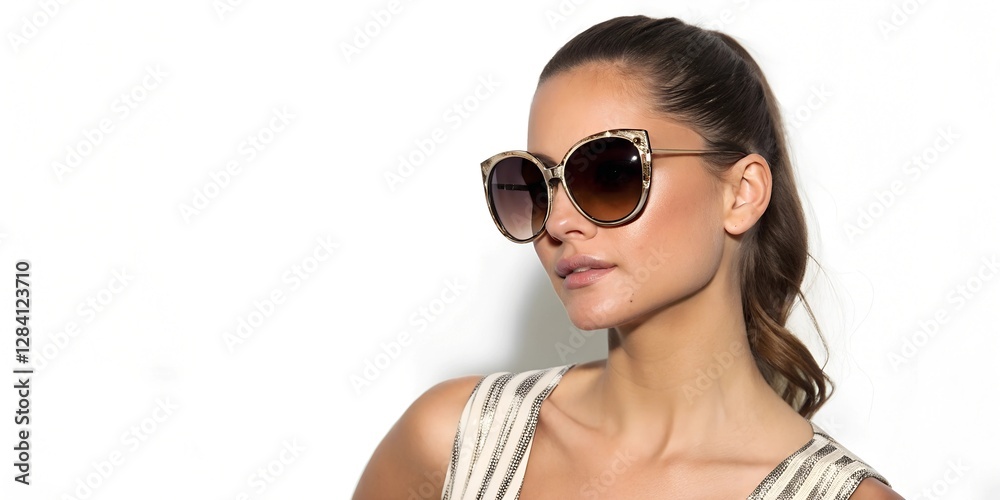 A portrait of a stylish young woman wearing sunglasses. A portrait of a stylish young woman wearing sunglasses.
