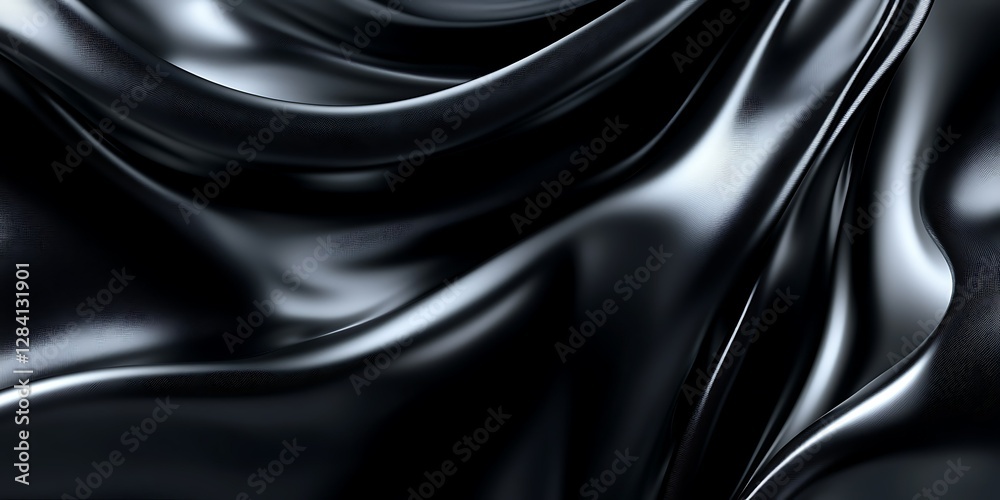 Obraz premium Black silk fabric texture close-up (1)