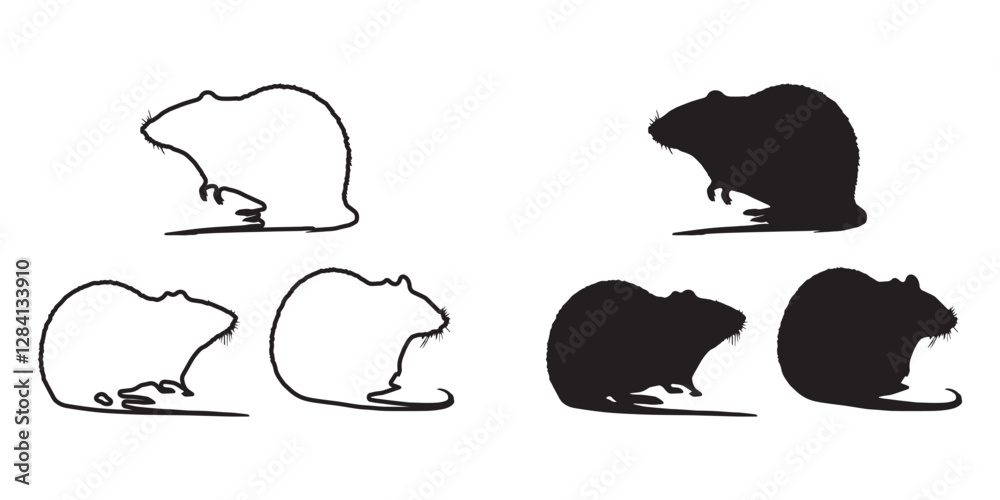 Fototapeta premium Minimalist Rat Silhouette - Simple Yet Striking Rodent Art - Rat Vector - Rat Icon 