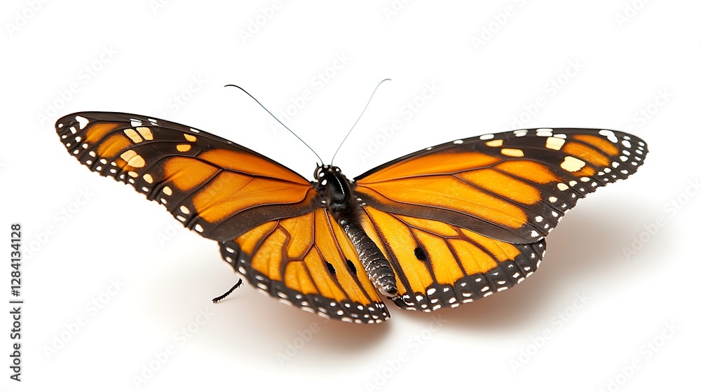 Naklejka premium Majestic Monarch Butterfly with Striking Orange and Black Wings Display