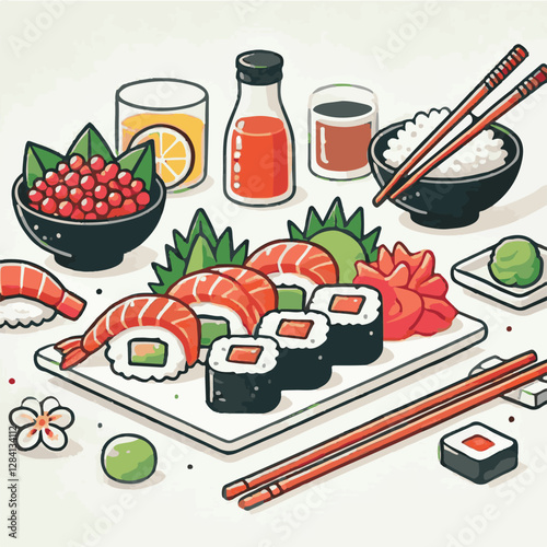 seafood, sushi, gourmet, fresh, delicious, rice, food, traditional, fish, japanese, cuisine, sashimi, maki, asian, tasty, culinary, healthy, salmon, roll, lunch, japan, seaweed, restaurant, dinner, as
