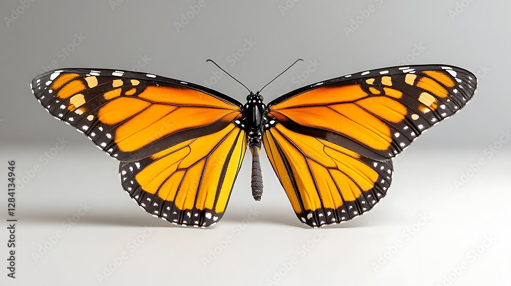 Fototapeta premium Stunning Monarch Butterfly Displaying Vibrant Orange and Black Wings