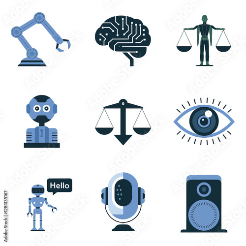 vector Artificial Intelligence model Robot  with ai info-graph design help in business

